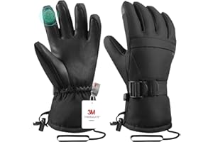 Pnosnesy Ski Gloves,Winter Snow Waterproof Gloves Touchscreen Skiing & Snowboarding Cold Weather Glovess,Fits Both Men & Women,for ParentChild Kids With Wrist Strap