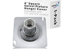 COREX 4" Square Swivel Fixture Hanger Cover for Use with Square Electrical Boxes - Fits 1/2" and 3/4" Threaded Nipple and Con