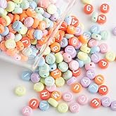1000pcs 4x7mm Acrylic Alphabet Letter Beads A-Z Round Acrylic Letter Beads for Jewelry Making Alphabet Beads (Colorful)