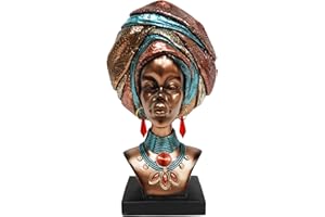 NUOYI PIEIN African Art Statue Sculpture - 12" African Statues for Home Decor - Lady Bust Figurines for Living Room, Shelf & Tabletop - African Decor Accents Gift for Housewarming, Birthday