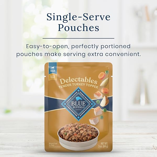BLUE BUFFALO DELECTABLES NATURAL WET DOG FOOD TOPPER, TURKEY DINNER 3OZ (PACK OF 24)