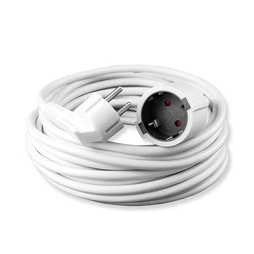 benon B2141 Verlängerungskabel Schuko, 10m Weiß, inkl. Schutzkontakt & Schutzleiter