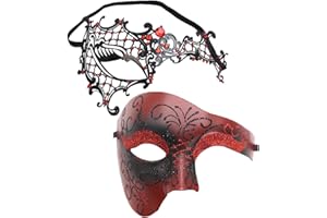 Awlsyj Couples Masquerade Mask Metal Roman Venetian Halloween Mardi Gras Costumes Party Ball Prom Mask