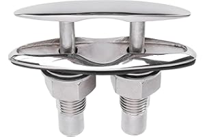 Boat Cleat, 5 Inch Retractable Pull Up Cleat Flush Mount Cleat, Polished 316 Stainless Steel Pop Up Marine Cleat, Yacht Marin