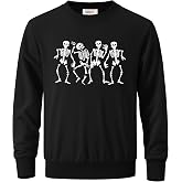 Arvilhill Men's Halloween Pumpkin Sweatshirt Scary Skeleton Pullover Shirt | Halloween Outfit, Jack O' Lantern, Horror Skull, Screaming Ghost Face, Ribbed Crewneck, Long Sleeve, Fall, Adult, S-3XL