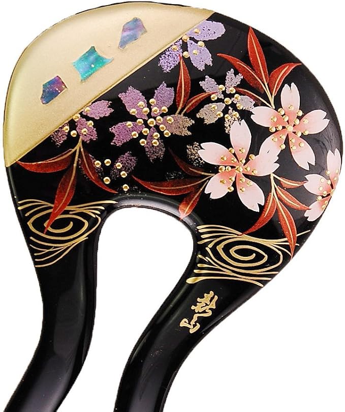 Amazon 蒔絵かんざし ゴールド さくら 螺鈿細工 紫 流水 髪飾り Amazon 蒔絵かんざし ゴールド さくら 螺鈿細工 紫 流水 髪飾り