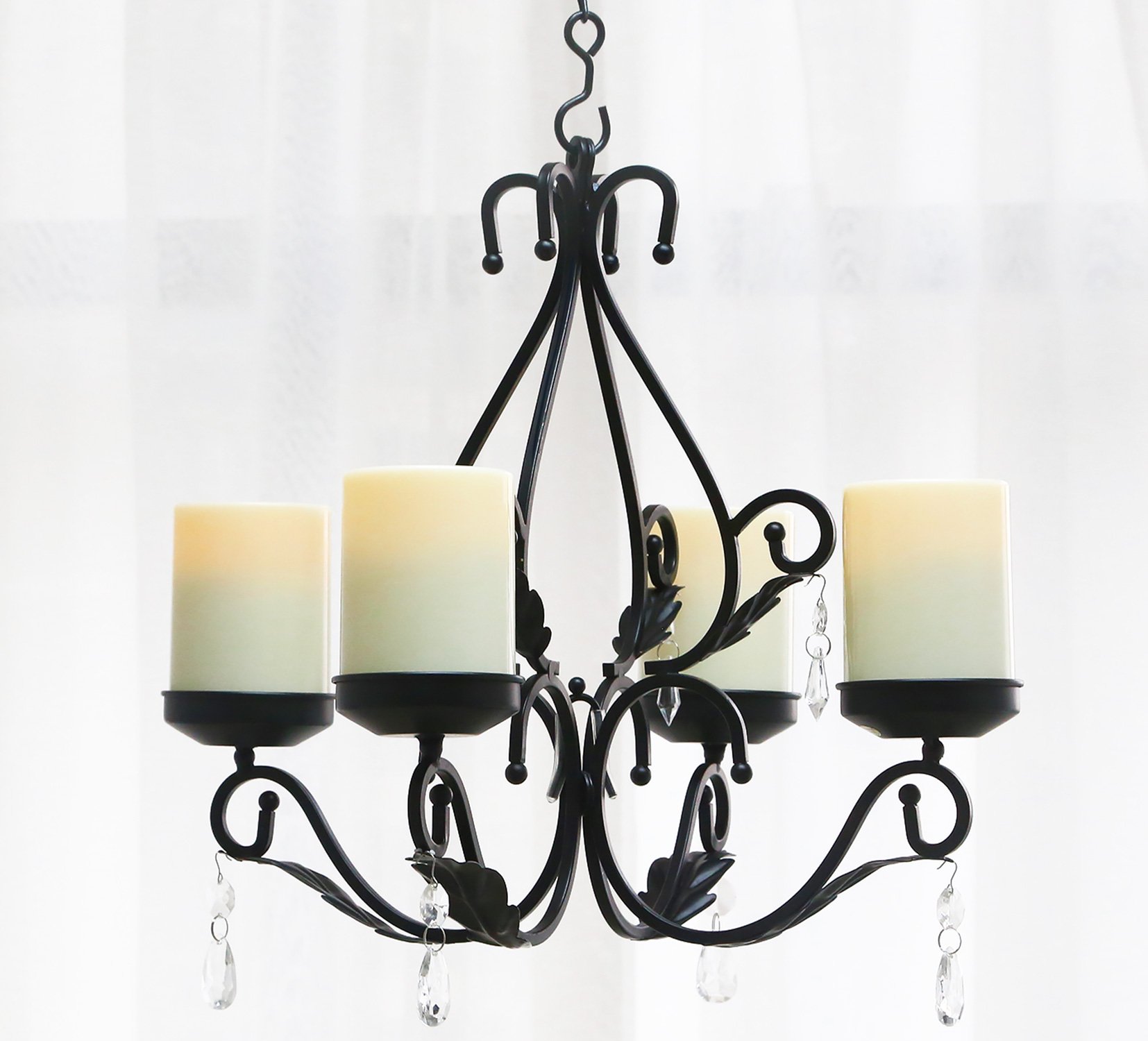 GiveU 3 IN 1 Lighting Chandelier, Metal Wall Sconce Set of 2, Table Centerpiece for Indoor or Outdoor, Chain and Candles Included, Black
