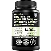 Milk Thistle Supplement w/ NAC, Artichoke & Dandelion – Liver Support Supplement & Gallbladder Supplements in One – Liver Detox – Milk Thistle & Liver Care Supplements – 90 Vegan Capsules, Pack of 1