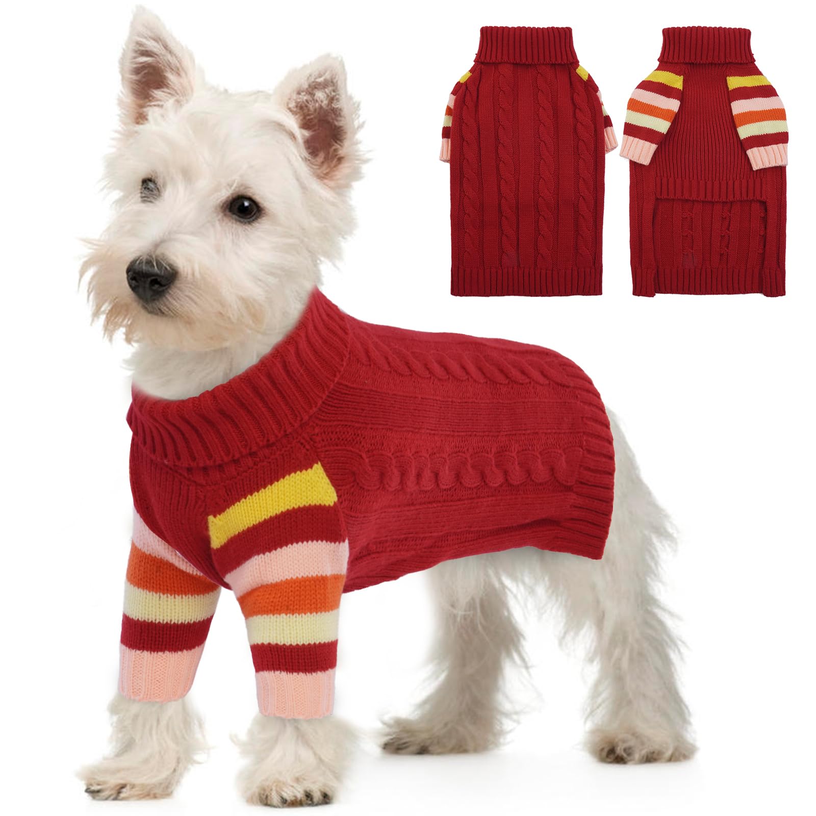 OUOBOB Dog Jumper, Turtleneck Pullover Winter Puppy Sweater, Christmas Outfits, Pet Sweatshirt Apparel Knitwear for Small Dogs Girls Boys, Dachshund, Frenchie, Chihuahua XS — image 1