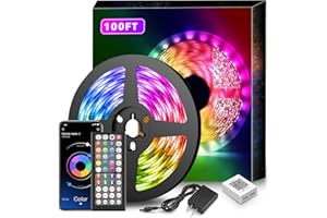 Nexillumi Led Lights for Bedroom 100ft Music Sync Color Changing Led Strip Lights Smart with Remote and App Control Built-in Mic for Party Home Room Decor Luces LED para Cuarto