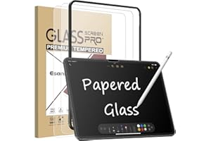 Esanik 2 Pack Like Paper Glass Screen Protector for iPad Air 11 Inch M2 (2024) 9H Tempered Glass Film with Alignment Frame, Writing Like on Paper, Anti Glare, Apple Pencil Compatible