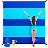 OCOOPA Extra Large Beach Blanket, Sand Free, Large Oversized Camping Mat, Comfortable Parachute Nylon, Cozy& Chic, Compact& Light, 4 Stakes&1 Travel Bag, S09
