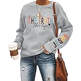 Tuislay Christian Sweatshirt Womens Jesus God Pullover Bible Verse Crewneck Sweatshirts Religious Cross Graphic Shirts