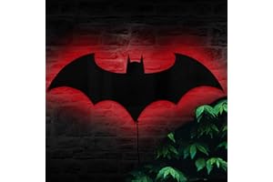 AKLOPE Superhero LED Lamp Decor Night Light with 16 Colors Remote Control Custom Natural Wall Sconce Acrylic Engraved Kids Room Wall Lamp for Boys Friends Gift (Mirror)