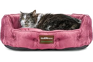 ClevaHome Cat Dog Bed for Small Pets up to 15lbs - Round Cat Beds for Indoor Cats, Machine Washable Comfortable Pet Bed for Puppy and Kitten with Non-Slip Bottom (Plum Pink)