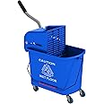 HOMCOM 20-Quart/5 Gallon Compact Mop Bucket with Wringer on Wheels for Floor Cleaning, Separate Dirty and Clean Water, for Ho