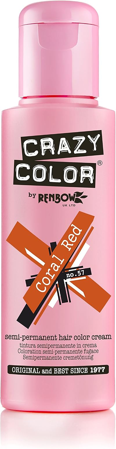 Crazy Color Coral Red Semi-Permanent Hair Dye 100ml Vegan No Ammonia