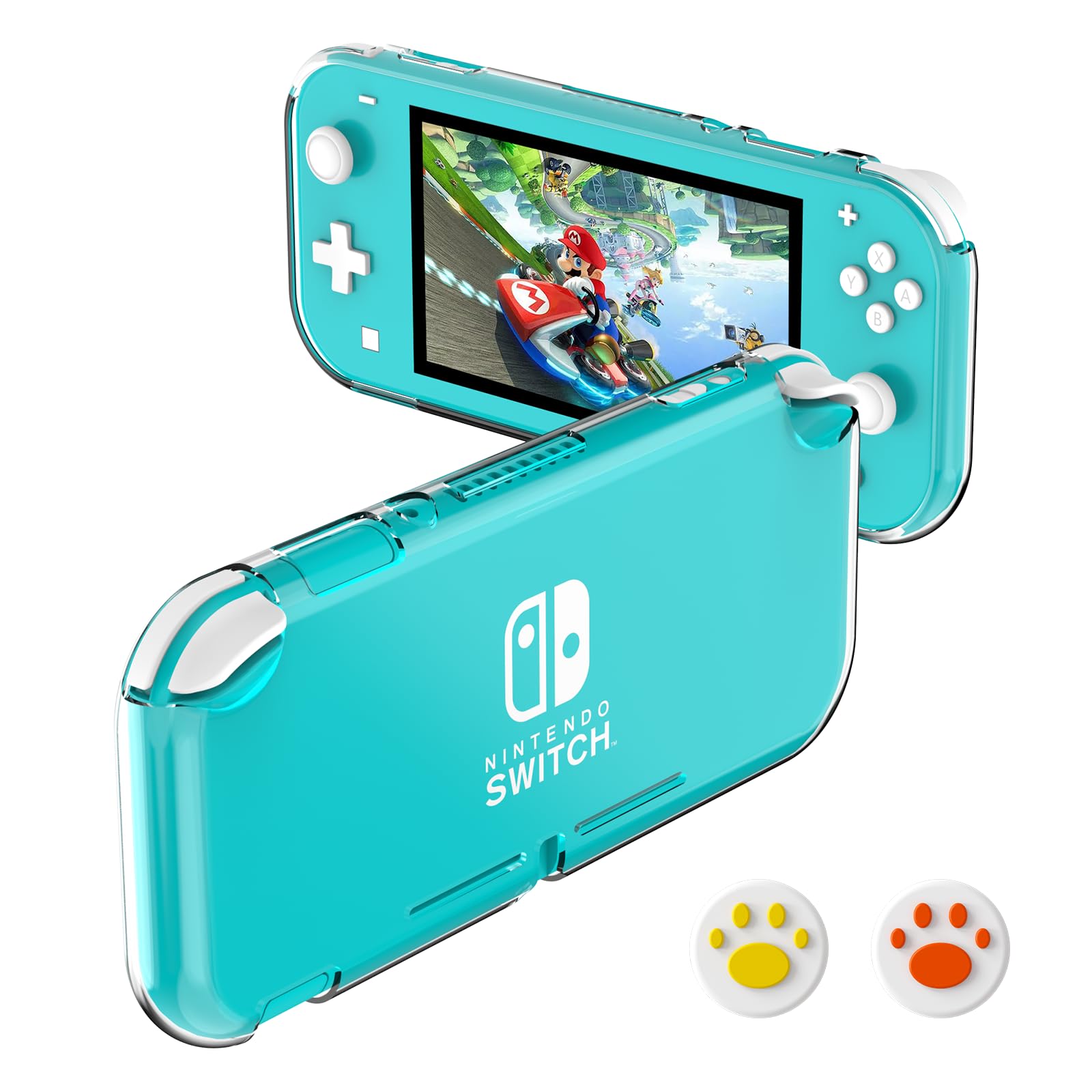 Protective Case for Nintendo Switch Lite, Soft Durable Clear TPU Switch Lite Case with 2PCS Thumb Grips Caps, Shock-Absorbent, Anti-Scratch Design Switch Lite Cover