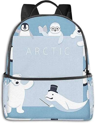 Amazon リュックサック バックパック 北極の動物キャラクター 可愛い 軽量 防水 小学生 通学 遠足 キッズ リュック 幼児 子供用 保育園バッグ 幼稚園 女の子 男の子 Phelead リュックサック