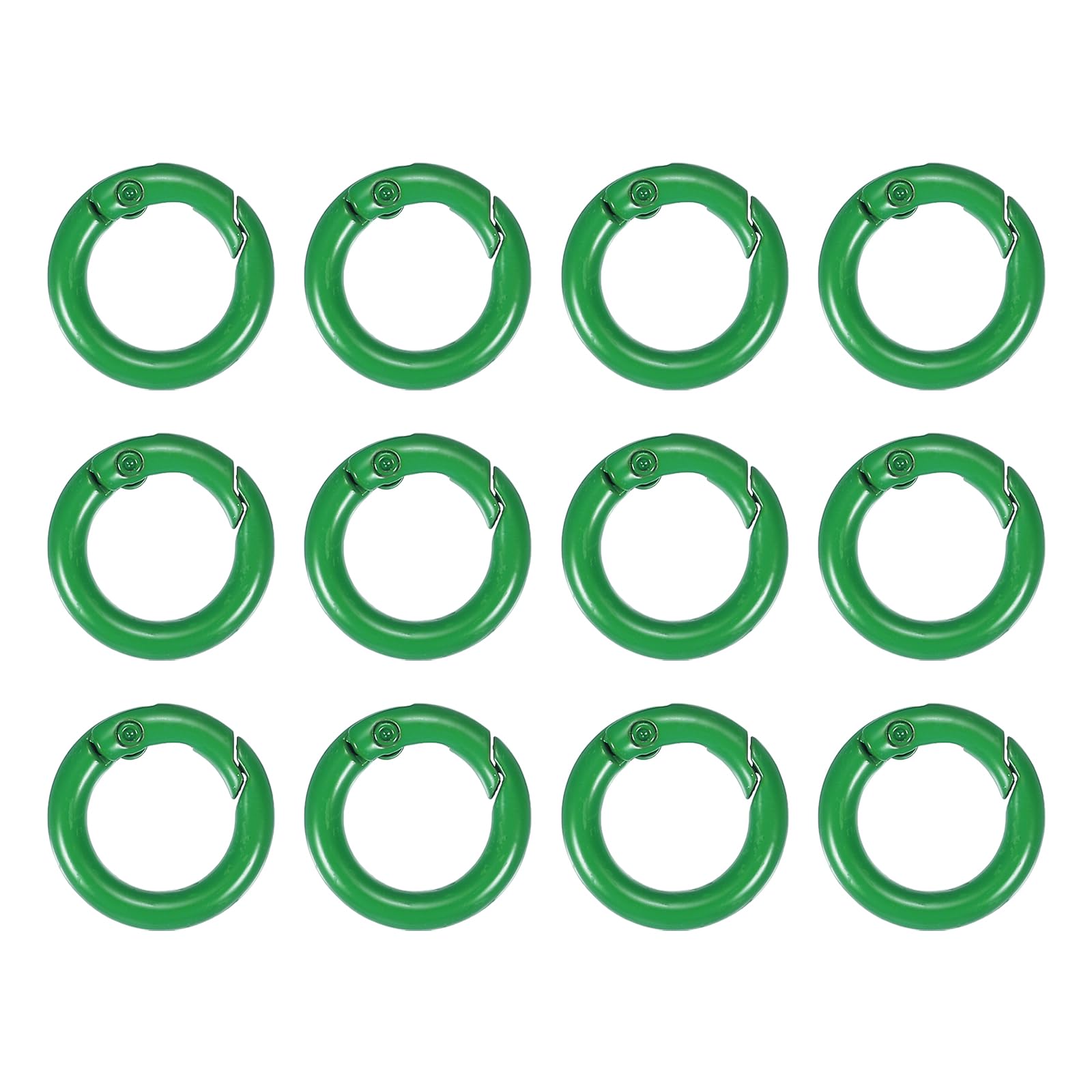 PATIKIL 34mm Metal Spring O Rings, 12 Pcs Snap Clip Round Trigger Keyrings Buckle Zinc Alloy Small Clamp Clasp for Purse Handbag, Green