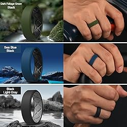 Egnaro Men's Silicone Rings, 7.5mm Wide 2.5mm Thick