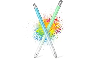 HAIDERPARY Universal Stylus Pens for Touch Screens (2 Pcs), High Sensitivity Fiber Tips, Compatible with Apple/iPhone/iPad/iOS/Android/Samsung Tablets and All Capacitive Touch Screens (Green+Blue)