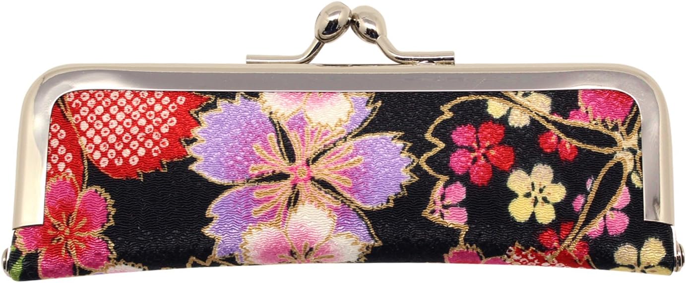 KOMESICHI Women's Japanese Futakoshi Chirimen Hanko Holder with Red Ink Pad No.30