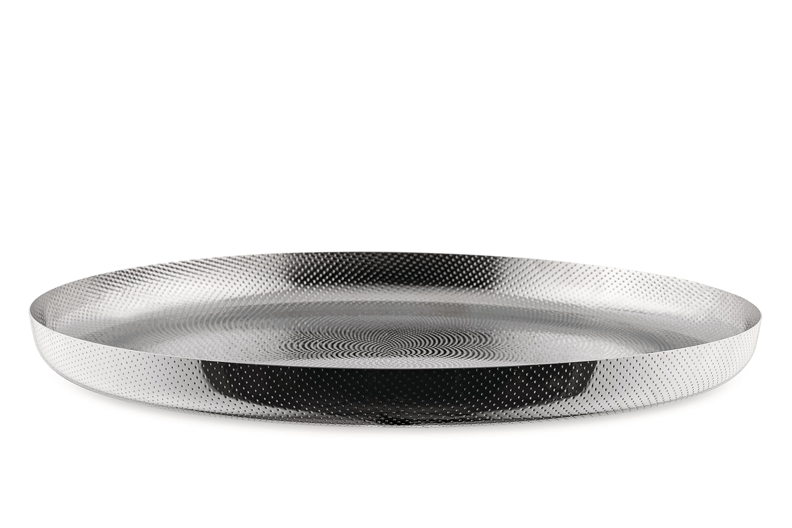 Alessi Extra Ordinary Texture JM14/35 T - Minimal Design Round Tray in 18/10 Stainless Steel with Decorations, Granulated in Relief, 35 cm