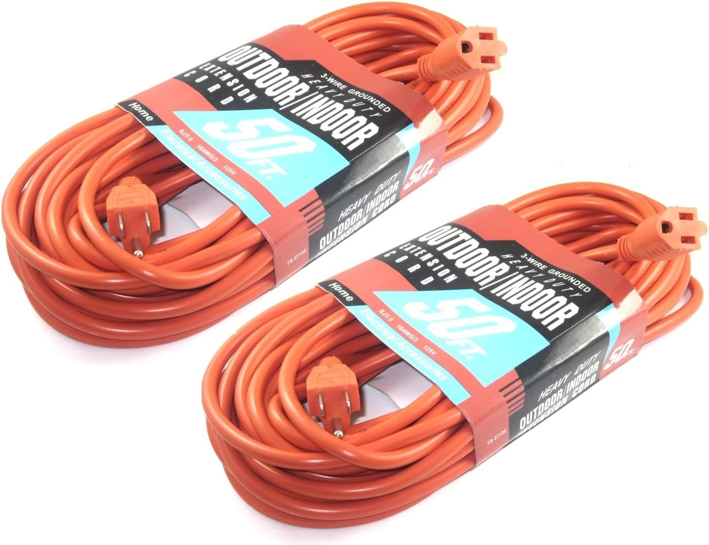 2 Pack 50ft Extension Cord Indoor/Outdoor Heavy Duty