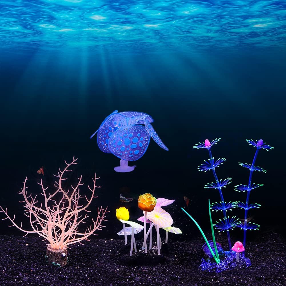 Silicone Glowing Artificial Fish Tank Aquarium Coral Plants Underwater Landcape