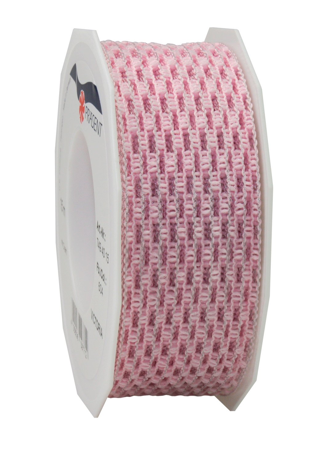 Präsent - Victoria Wired Ribbon Painted Pink 15-m-Roll 40 mm width — image 1
