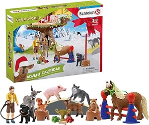 Amazon Com Schleich Farm World 2020 24 Piece Advent Calendar With Farm Animal Toys For Kids Ages 3 8 Toys Games