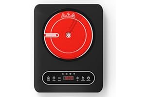 GIHETKUT Single Burner Electric Cooktop,110V 1800W Electric Stove Top with LED Touch Control,10 Power Levels, 4 hTimer, Safet