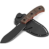 FLISSA Fixed Blade Knife with Sheath, 4.7" Full Tang Hunting Kukri Knife with 14C28N Steel Blade, G10 and Linen Handle, Rope Cutter for EDC Outdoor Hiking, Survival, Camping