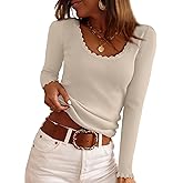 IWD Womens Crew Neck Tops Fall 2025 Long Sleeve Ribbed Knit Shirts Trendy Casual Slim Fitted Pullover Sweater