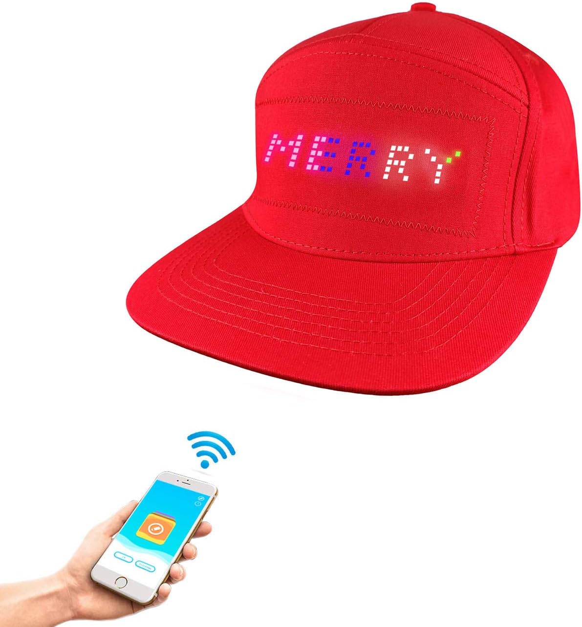 Bluetooth Led Message Hat LED Smart Cap Animated Display Flat Peak Hat