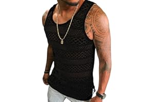 Syktkmx Mens See Through Vest Crewneck Sleeveless Tank Tops Muscle Sexy Mesh Shirts