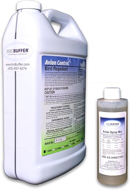 Amazon Com Birdbuffer 1 Gallon Container Of Avian Control Fluid With Surfactant Mix Refill For Use With Pump Spray Kit Garden Outdoor