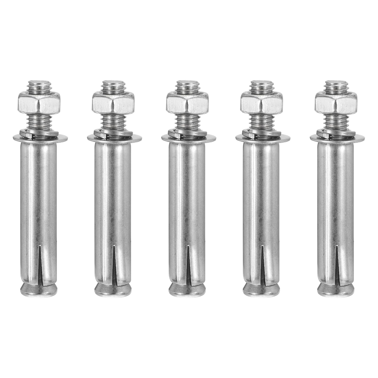 DTGN 3/8" x 3" Hex Nut Sleeve Anchors - 5Pack - Good for Concrete Dry Brick Block Walls - 304 Stainless Steel - Silver