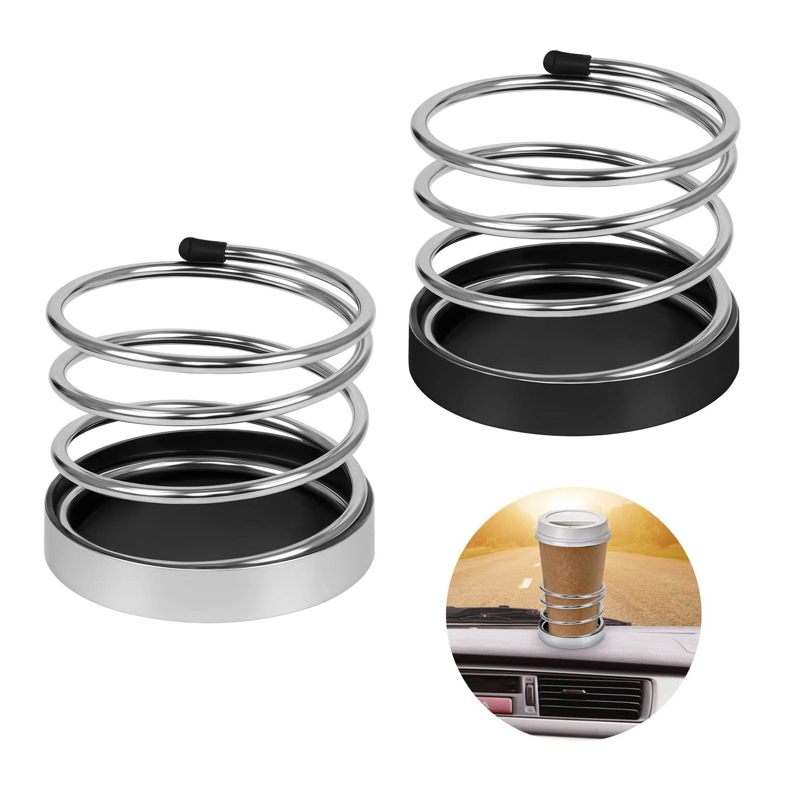 Fulushou 2 PCS Car Drink Holders Car Cup Phone Mobile Holder Stainless Steel Durable Car Bottle Holder Storage For Car Truck Boat Van