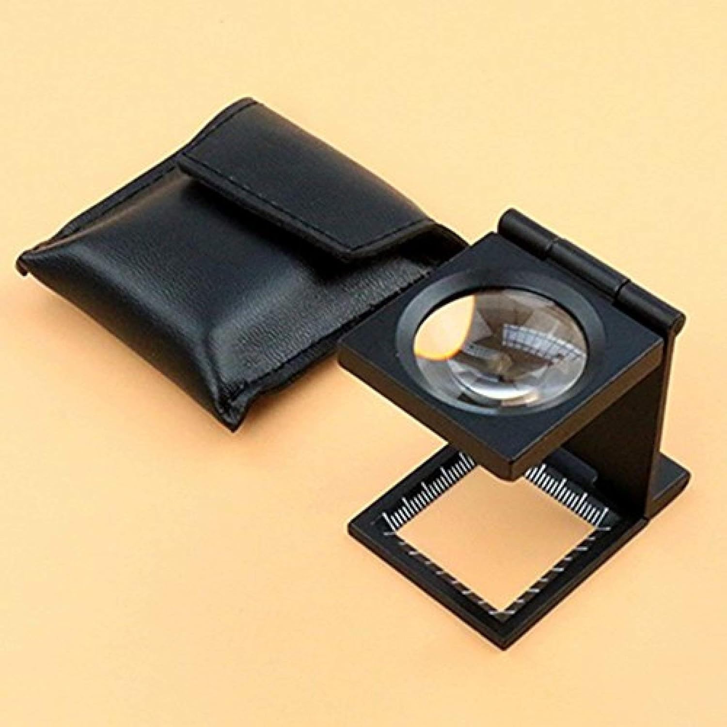 ZHEYANG Portable 15x Folding Glass Lens Magnifier Metal TriFold