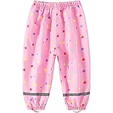 Fewlby Kids Rain Pants Toddler Waterproof Trousers Lightweight for Boys Girls