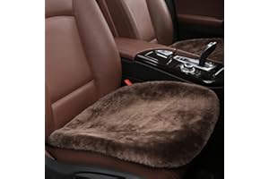 MLOVESIE Genuine Sheepskin Auto Seat Cushion, Australian Natural Wool Seat Cover Soft Comfort Warm Winter Office Chair Universal Fit (Brown, 2 PCS Front Seat Cushions)