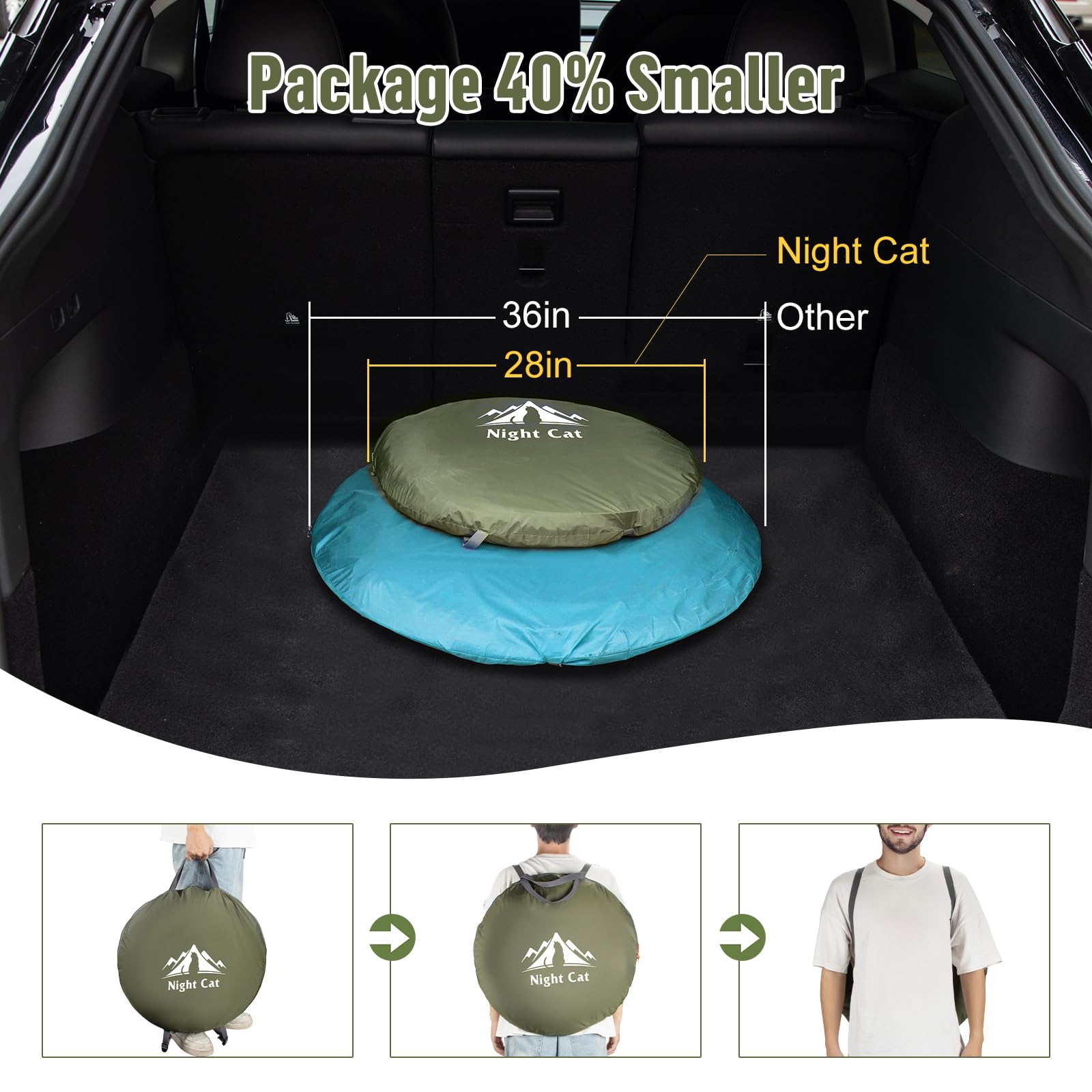 Night Cat Pop-up Camping Tent: 2 Person Tent Waterproof Instant Easy Setup Family Tent