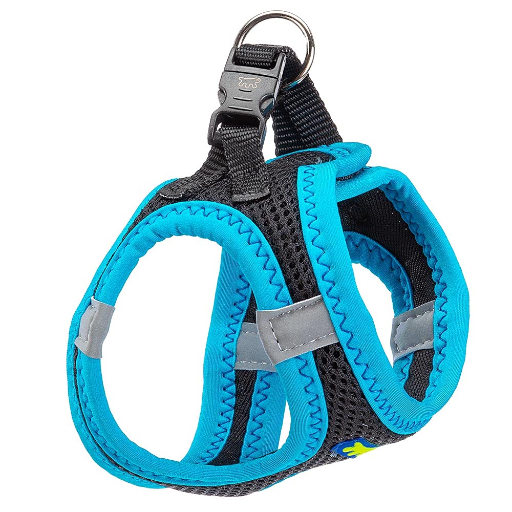 Ferplast Small Dog Harness KAORI XXXS, Breathable, Padded and Adjustable Cat Harness, Easy to Wear, Reflective Edges, Chest 24-28 cm. Blue