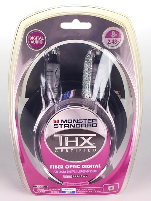 Monster Standard THXI100-FO-8 THX Certified Toslink Fiber Optic Digital Audio Cable For