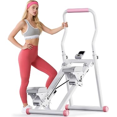 Stepper Pliable Pour La Maison - Appareil Cardio Avec Guidon Réglable, 3 Niveaux De Résistance