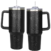 Heqianco 40oz Halloween Tumbler with Handle, Spider Coffee Cups with Lid and Straw, Stainless Steel Insulated Travel Mug, Halloween gifts for women & men