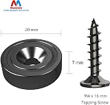 Magnetpro 12 Pcs Pot Magnets 25 lb Countersunk Hole 20x7 mm with Steel Caps view 4