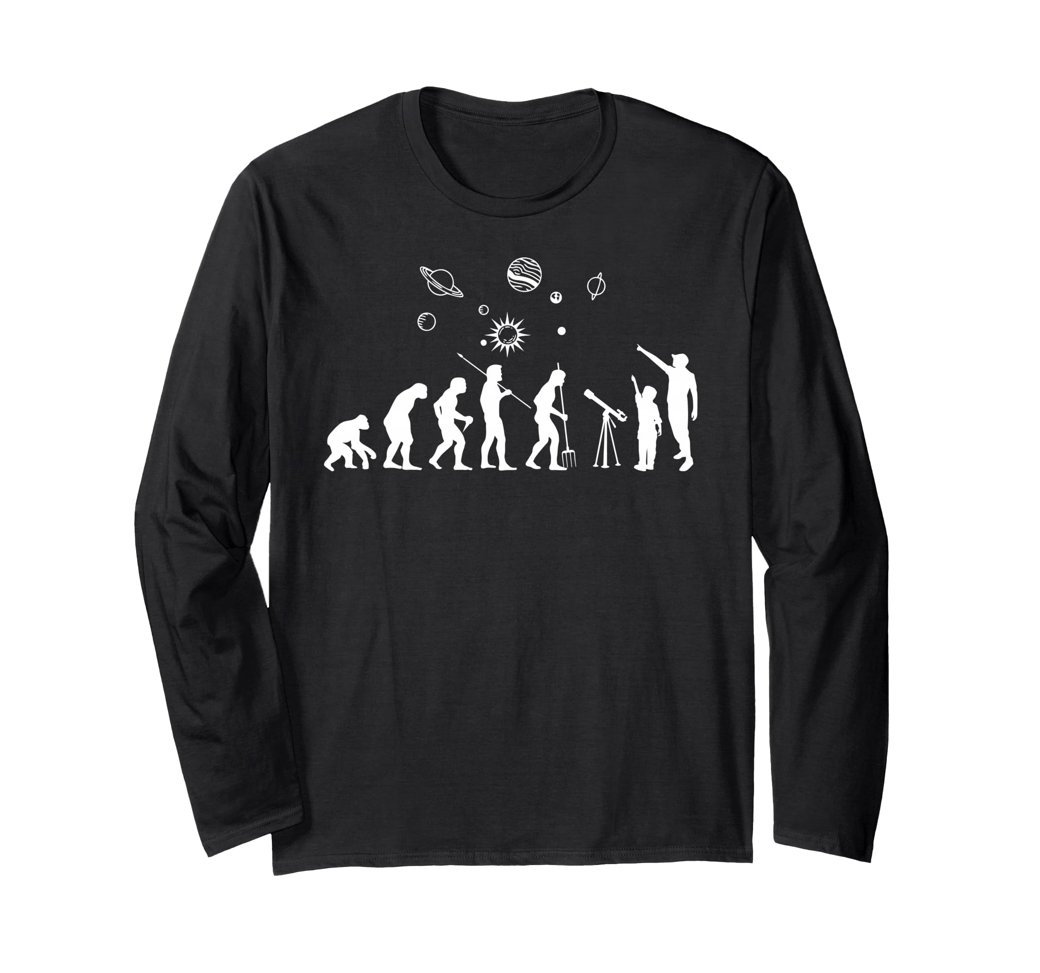 Telescopes Binoculars planets science Evolution astronomy Long Sleeve T-Shirt